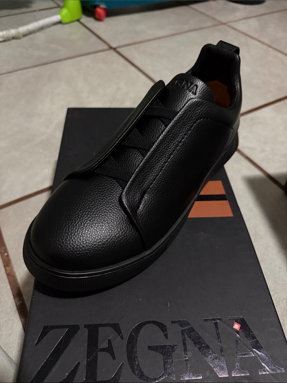 Zegna Men’s Black Leather Low-Top Sneaker